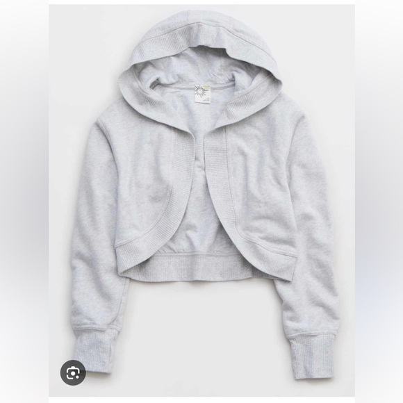 OFFLINE By Aerie Throw-Back Shrug in light heather grey size large - Picture 3 of 5